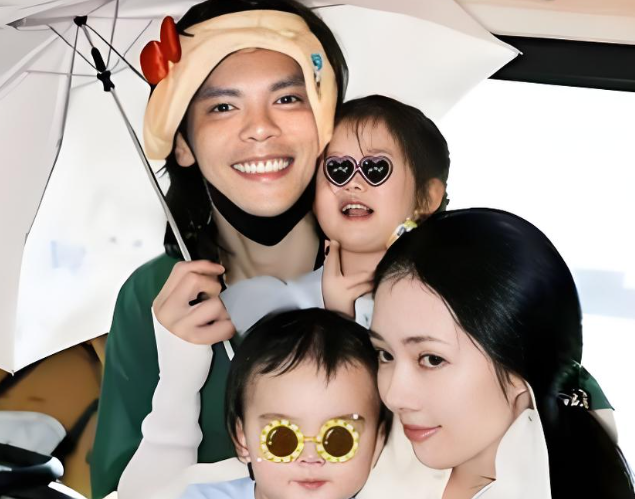 向佐晒一家四口游玩照，儿子穿裙子扎辫子，郭碧婷的态度出乎意料地通透